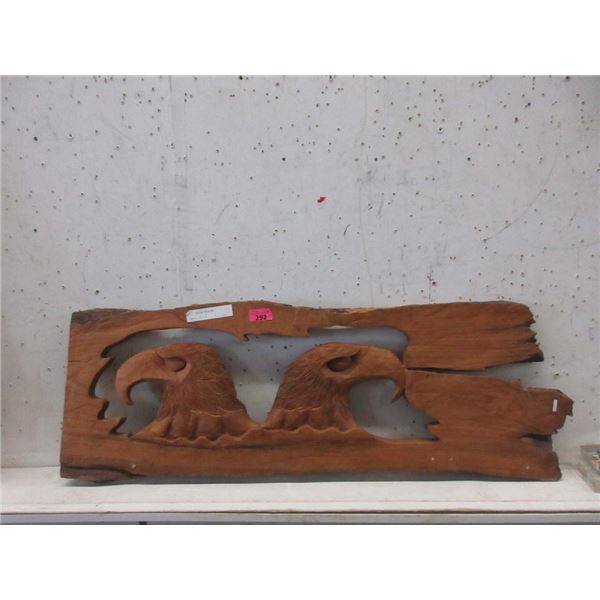 Carved Teak Root Eagle Wall Art - 45" x 16"