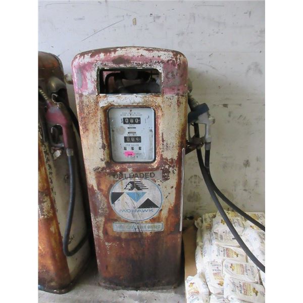 Vintage Gas Pump with Mohawk Sticker