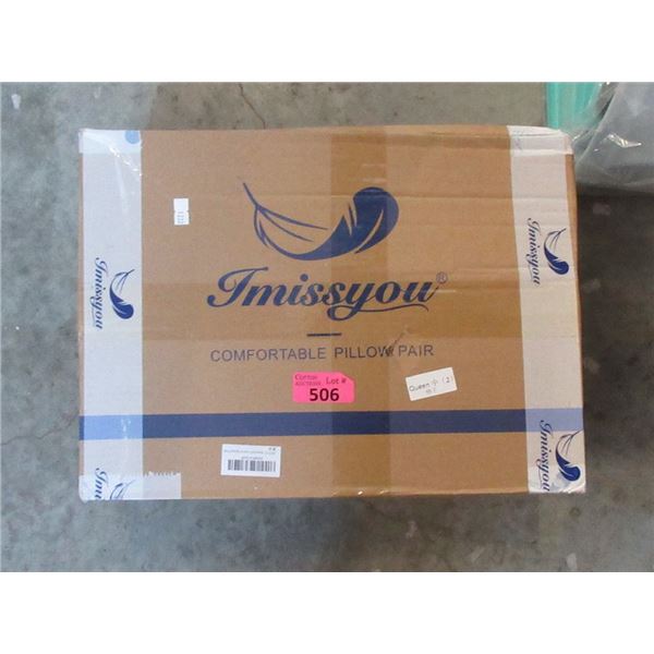 1 Box of 2 New Queen Size Pillows