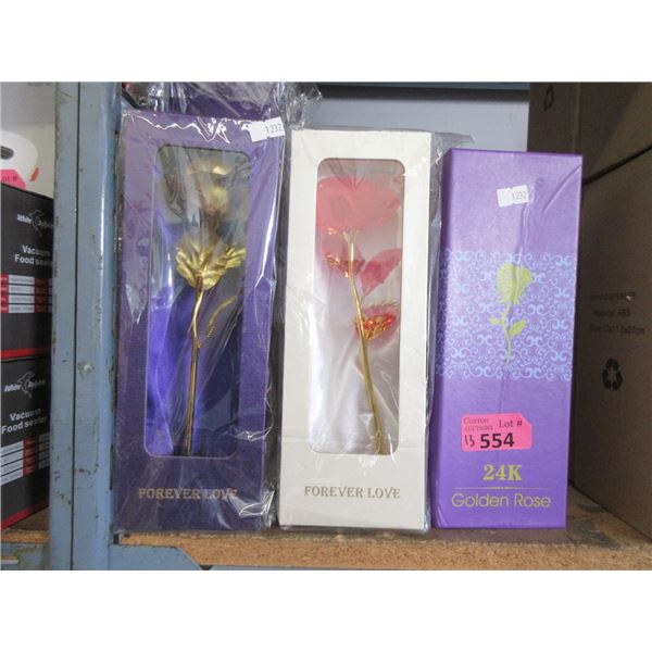13 Assorted Gold Dipped Imitation Roses