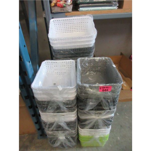 8 Stacks of New Plastic Organizer Baskets