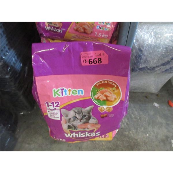 10 x 1.5kg  Bags of Whiskas Dry Kitten Food