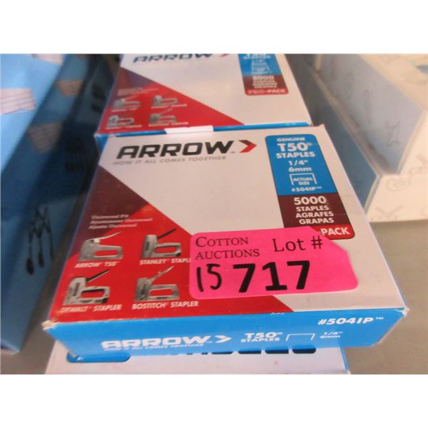15 Boxes of T50 1/4" Staples - 5000 per box