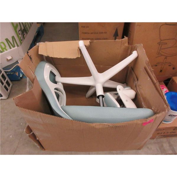 White and Green Office Chair - Unassembled