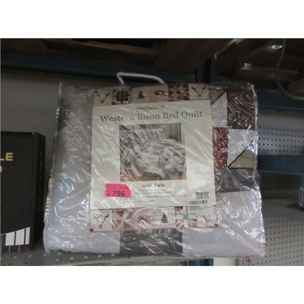 3 Twin Size Western Bison Bed Quilt