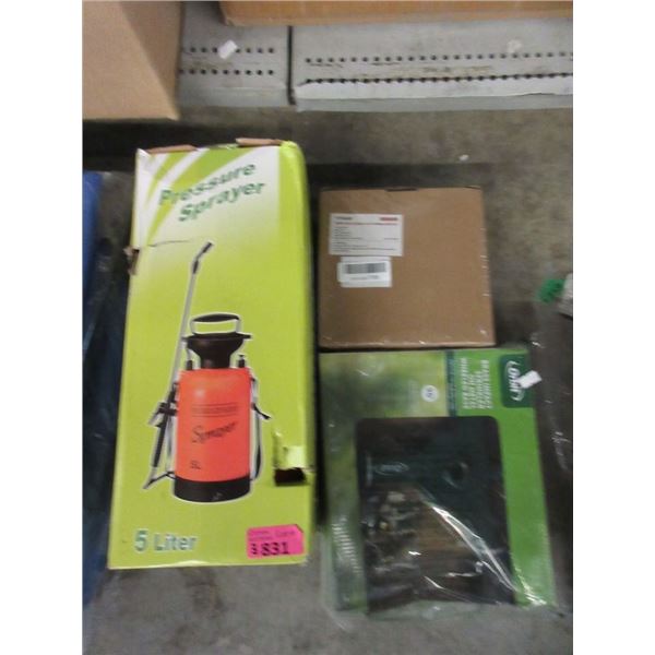 Pressure Sprayer, Sprinkler & Cordless Drill Set