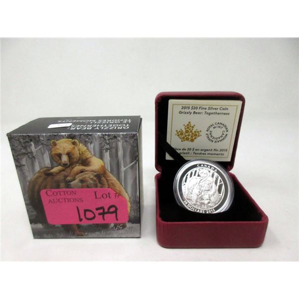 2015 Fine Silver Canadian $20 Grizzly Bear Coin