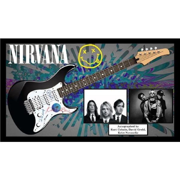 Signed and Custom Framed Nirvana Guitar