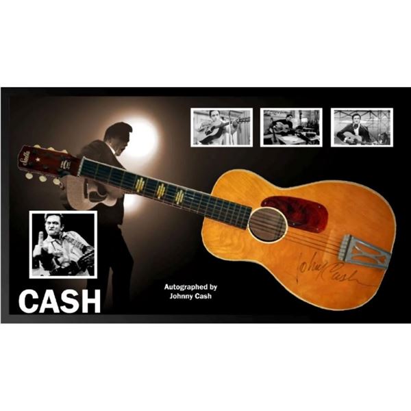 Signed and Custom Framed Johnny Cash Guitar