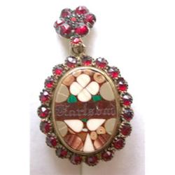 Antique Garnet & Pietra Dura Locket #2122480