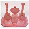 Image 1 : Brockwitz WILLOW Pink Pressed Glass Vanity Set #2122785