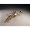 Image 1 : 18K YG Gold Diamond Biwa Pearl Ostrich Brooch #2123136