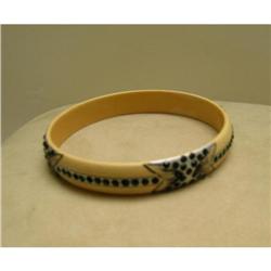 Celluloid Black and Beige Deco Celluloid Bangle#2134471