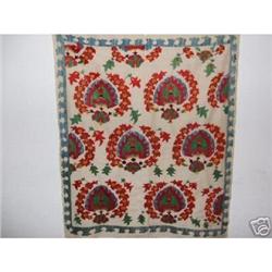 UZBEK SILK HANDMADE EMBROIDERY SUZANI 38 x32  #2142315