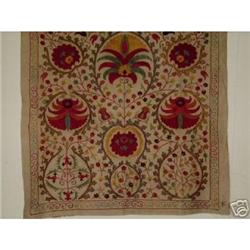 UZBEK SILK HANDMADE EMBROIDERY SUZANI 39X35 #2142325