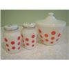 Image 1 : Fire King Ivory Glass Red Dot Pattern Range Set#2142486
