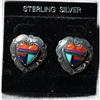 Image 1 : Sterling Silver Heart Gemstone Inlay Earrings  #2144991