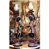 Image 1 : Pair wood carved Italian torchere table lamp #2145222