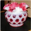 Image 1 : Fenton Coin Dot Cranberry Bowl Vase #2145351