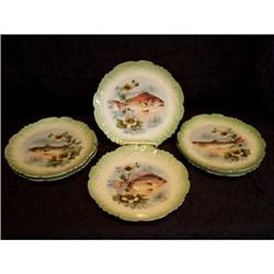 8 Antique LS&S Limoges Fish Plates #2156072