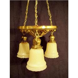 Antique Pan Fixture Custard Glass Shades #2156073