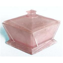 GUIMET Pink Satin Glass Machine Age Dresser Jar#2156310