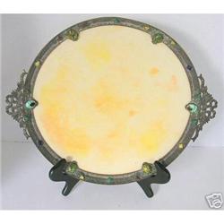 Empire Art Gold Glass Jeweled Ormolu Tray #2156314