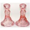 Image 1 : ROSES Pink Depression Glass Candle Sticks #2156388