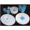 Image 1 : Hocking Fire King 23 Pc Blue Mosiac Dinner Set #2156402