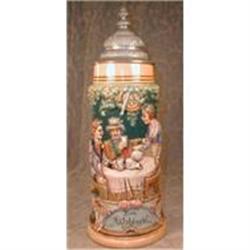 GERMAN Beer STEIN Full COLOR Relief ANTIQUE #2168738