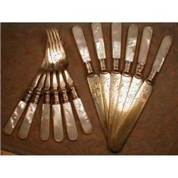 MOP Sheffield KNIVES & Forks Set ANTIQUE #2168762