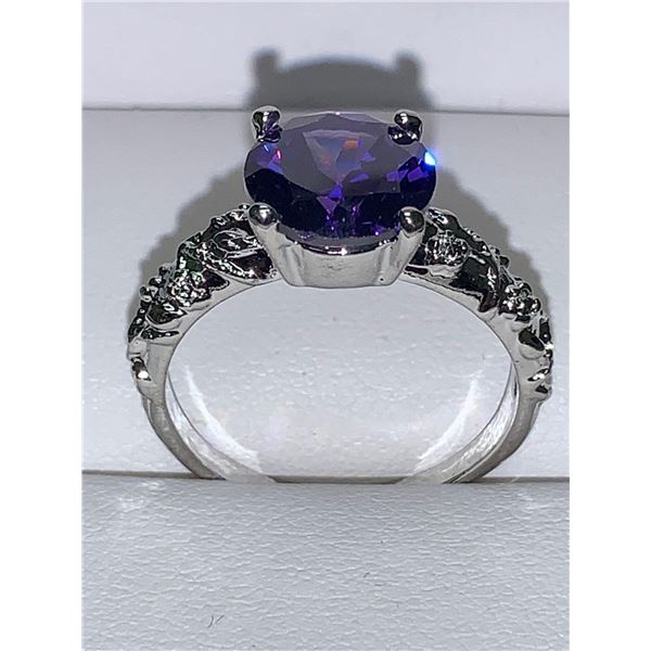 Blue topaz style 1.0 carat solitaire size 7 Ring