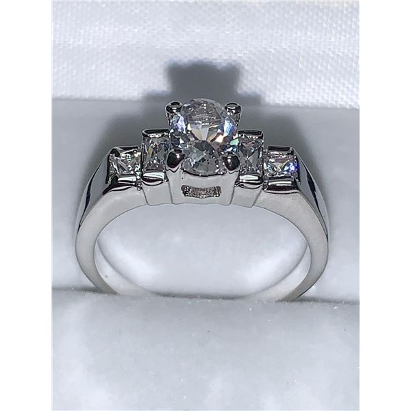 Ladies Multi-Gemstone silver Ring size 7