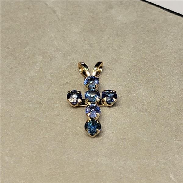 10K Yellow Gold Sapphire Pendant (~Size 0) (~length 0 inches) (~weight 0.32g), Made in Canada, Sugge