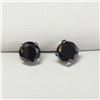 Image 1 : 10K White Gold Black Moissanite(1.9ct) Earrings (~Size 0) (~length 0 inches) (~weight 0.33g), Made i