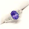Image 1 : 10K White Gold Tanzanite(1.25ct) Diamonds (0.16Ct, Vs, F-G) Ring (~Size 6.5) (~length 0 inches) (~we