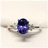 Image 4 : 10K White Gold Tanzanite(1.25ct) Diamonds (0.16Ct, Vs, F-G) Ring (~Size 6.5) (~length 0 inches) (~we