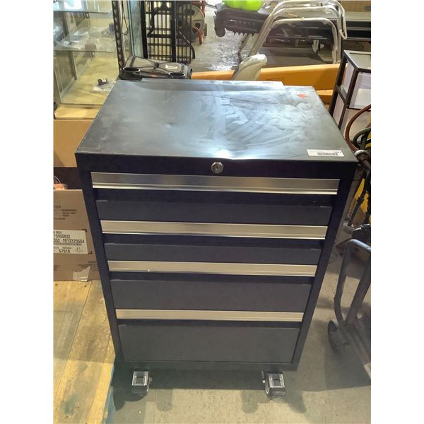 Metal Tool Box w/ Wheels In Grey - Visible Damage Top (21 3/4in x 16in x 28in)