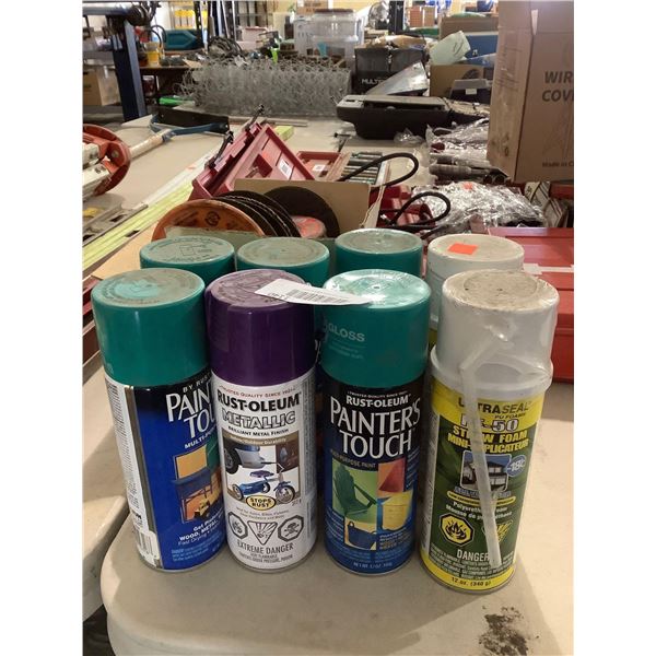 Lot of Aerosol Paint and Straw Foam