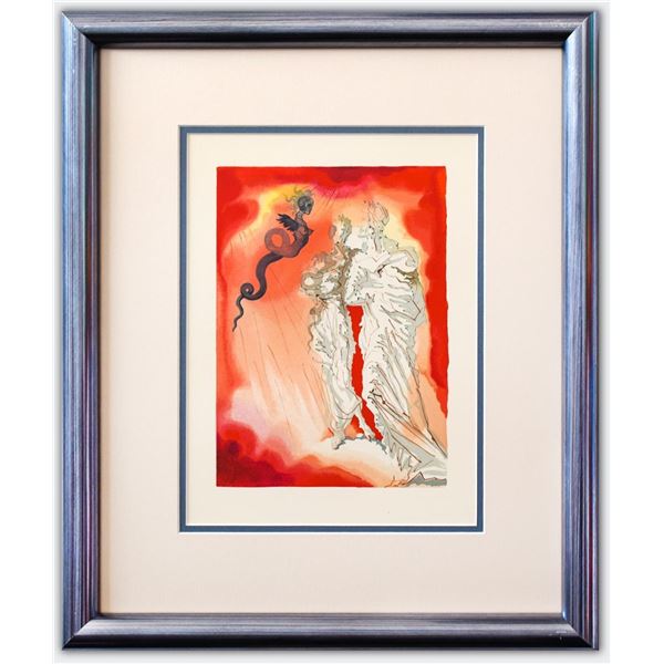 Salvador Dali- Original Color Woodcut on B.F.K. Rives Paper "inferno 21"