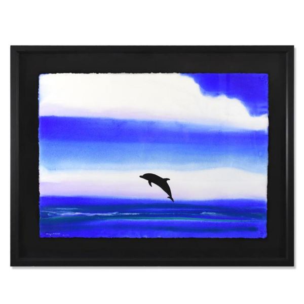 Wyland,  Dolphin Sighting  Framed Original Watercolor Painting Hand Signed with Letter of Authentici