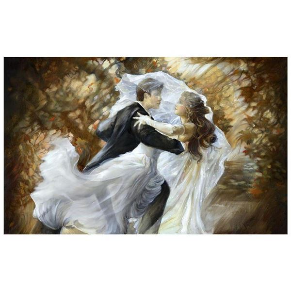 Lena Sotskova, "Together Forever" Hand Signed, Artist Embellished Limited Edition Giclee on Canvas w