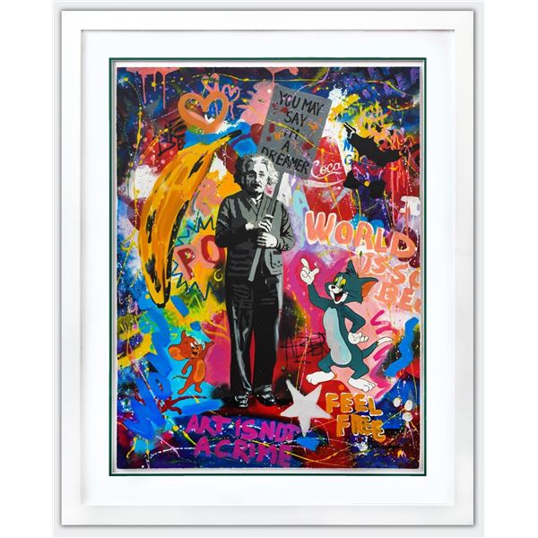 Nastya Rovenskaya- Original Mixed Media on Paper "You May Say I'm a Dreamer"