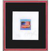 Image 2 : Peter Max- Original Lithograph "Fiag with Heart on Blue"