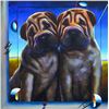 Image 2 : Ferjo- Original Oil on Canvas "Two Shar Pei Puppies"