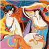 Image 2 : Isaac Maimon, "Lively Chats " Hand Signed Original Acrylic Painting on Canvas with Certificate of Au