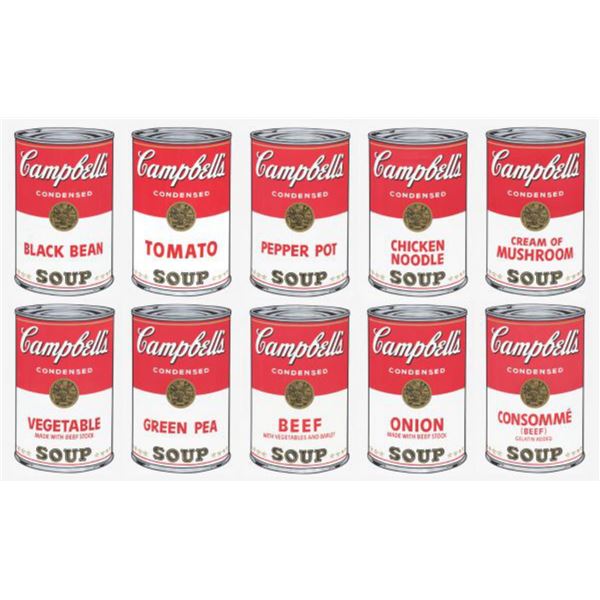 Andy Warhol- Silk Screen (Portfolio consisting of 10 different Soup Cans) "Campbell's Soup Can Serie