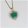 Image 3 : Gorgeous Heart Shaped Emerald and Diamond Pendant