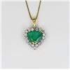 Image 4 : Gorgeous Heart Shaped Emerald and Diamond Pendant