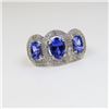 Image 2 : Brilliant Triple Tanzanite and Diamond Ring
